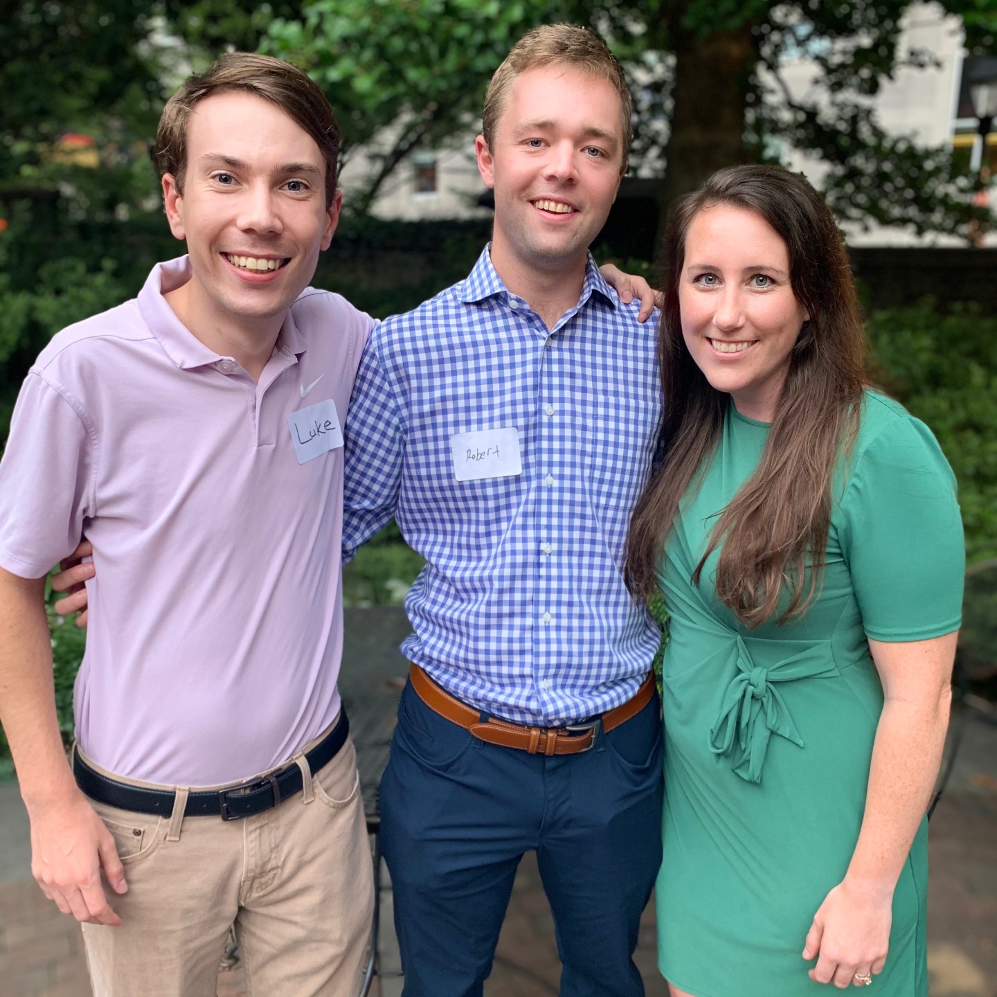 3 of the 4 interns pose for a photo op at the Peds Welcome Party 2021