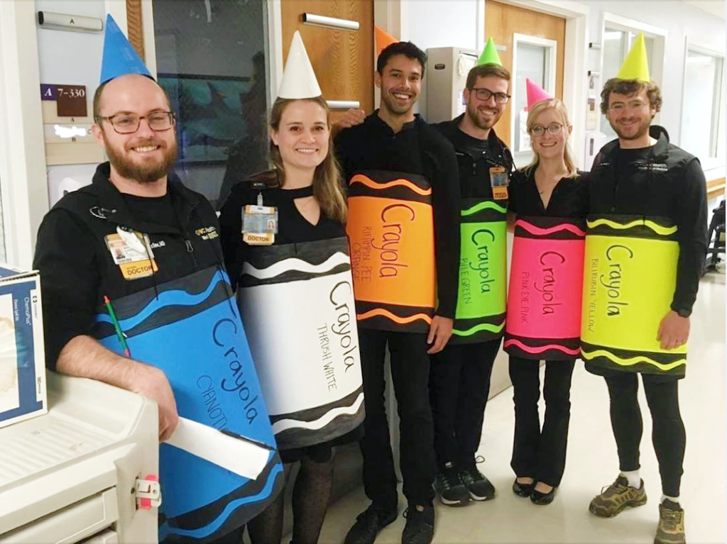 Medicine team 1 dressed in crayola crayons costumes for Halloween 2019