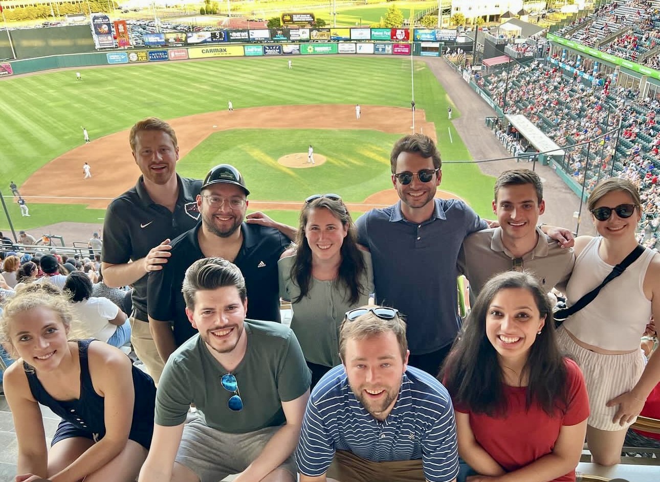 med-peds residents at The Diamond watching a Flying Squirrels baseball game